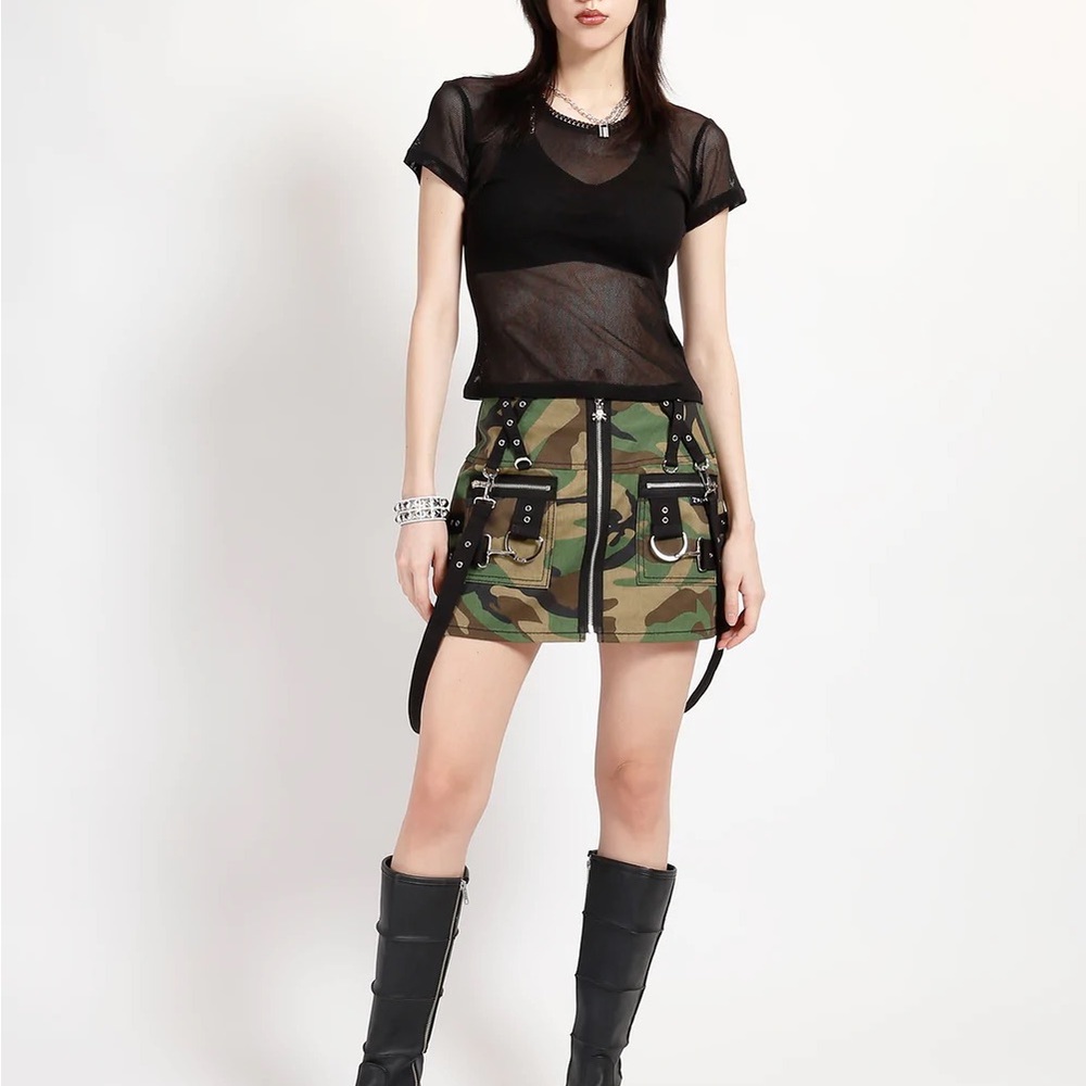 Tripp NYC camo pleated mini skirt